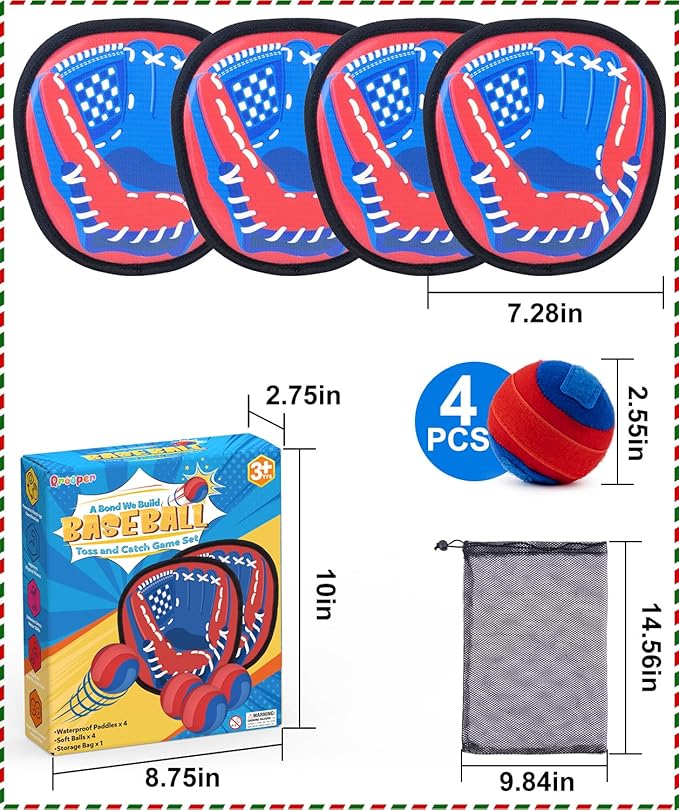 Toss and Catch Game Ball Set Toddler Toys for 3 4 5 6 7 8 Year Old Boys Girls Birthday Gift, Yard Games Pool Outdoor Beach Toys for Kids Ages 4-8 Baseball Glove