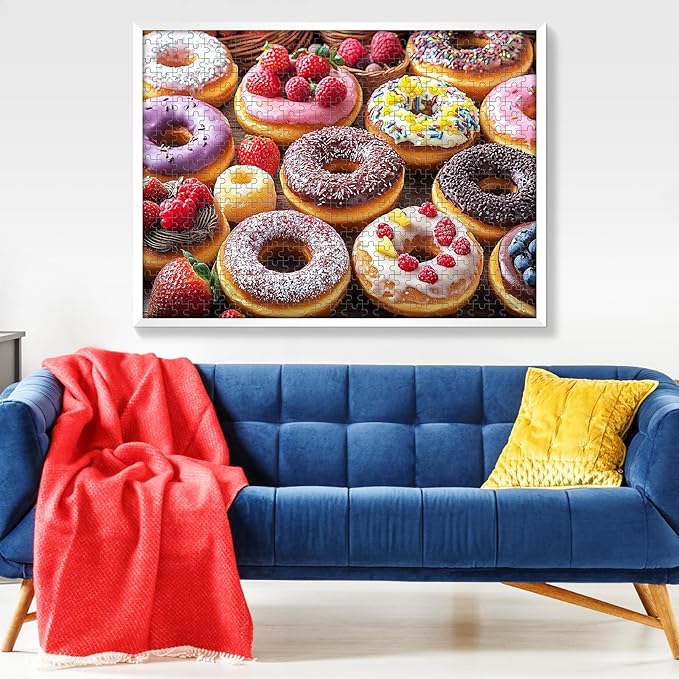 500 Piece Puzzle for Adults, Donut Jigsaw Puzzles, Youths Favorite Foods Puzzles 500 Pieces, Birthday and Barious Holiday Party for Family Adults, Funny Puzzle, 20.5x15 in