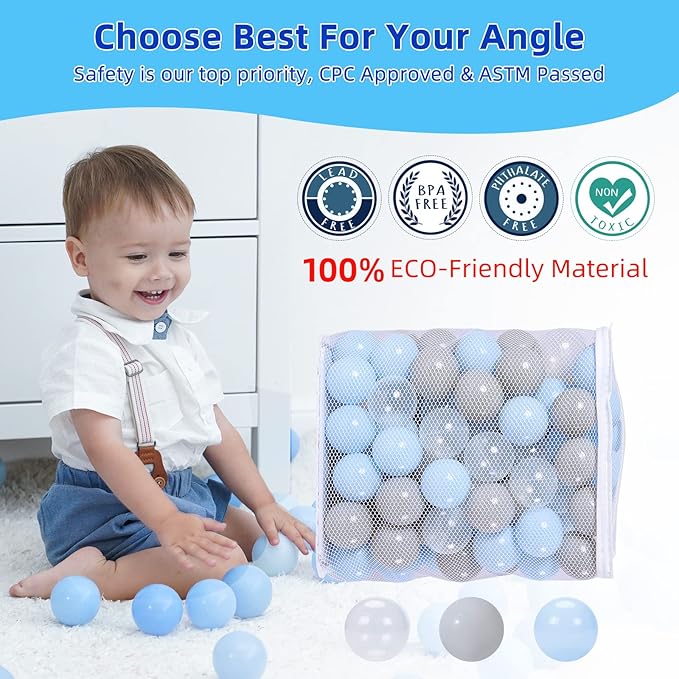 STARBOLO Ball Pit Balls for Toddlers Phthalate Free BPA Free Non-Toxic Crush Proof Play Balls for Toddlers Kids Pool Playhouse Pack of 100 200 500