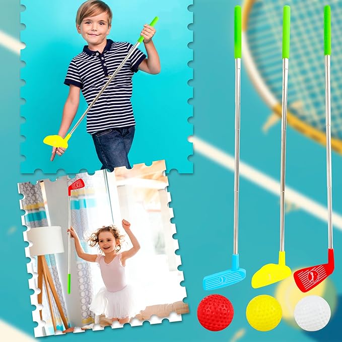 24 Pcs Toddler Golf Set Retractable Golf Clubs for Kids Indoor and Outdoor Sports Christmas Toy for Boys Girls Birthday Gifts, 3 Colors