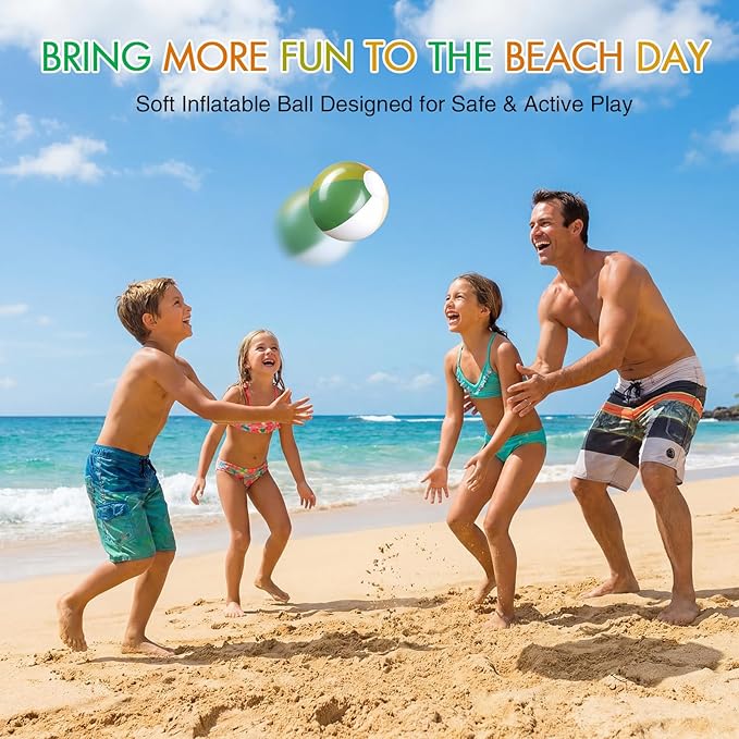 Realspring 12 Pcs Pastel Inflatable Beach Balls Kids Bulk Stripe Jumbo Big Beach Balls Pool Floating Toy for Adult Water Game Baby Shower Birthday Summer Swimming Party (Orange and Green,10 Inch)