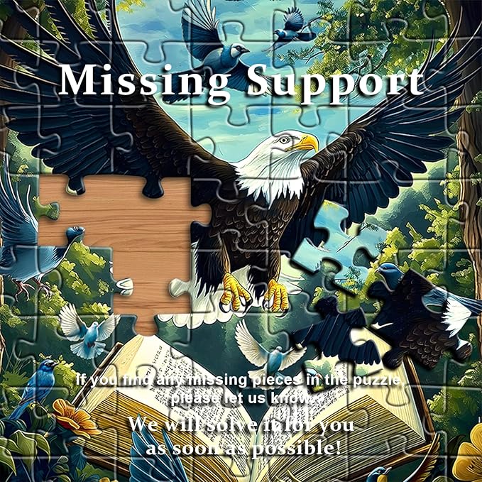 Eagle Puzzles for Adults 1000 Pieces, Fantasy Book Nature Forest Plant Puzzle, Animal Bird Bald Eagle Flower Challenge Jigsaw Puzzle