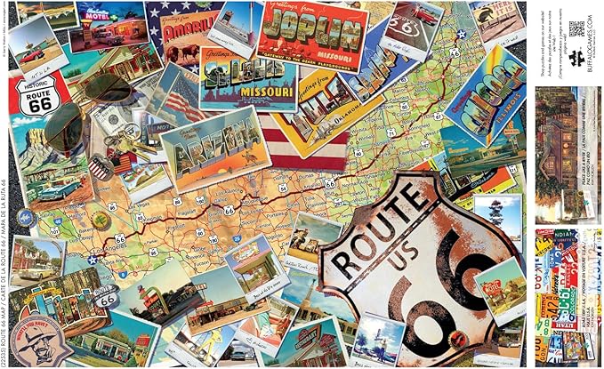 Buffalo Games - Route 66 Map - 300 Large Piece Jigsaw Puzzle for Adults - Challenging Puzzle Perfect for Game Nights