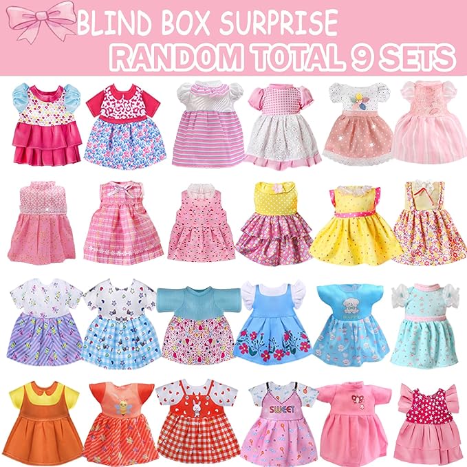 9 Sets Baby Doll Clothes for 12 13 14 Inch Dolls, Alive Doll Clothes Colorful Princess Dress, Romper, Sweater Costume, Cute Alive Doll Accessories Outfits for Christmas Birthday Gift for Little Girls