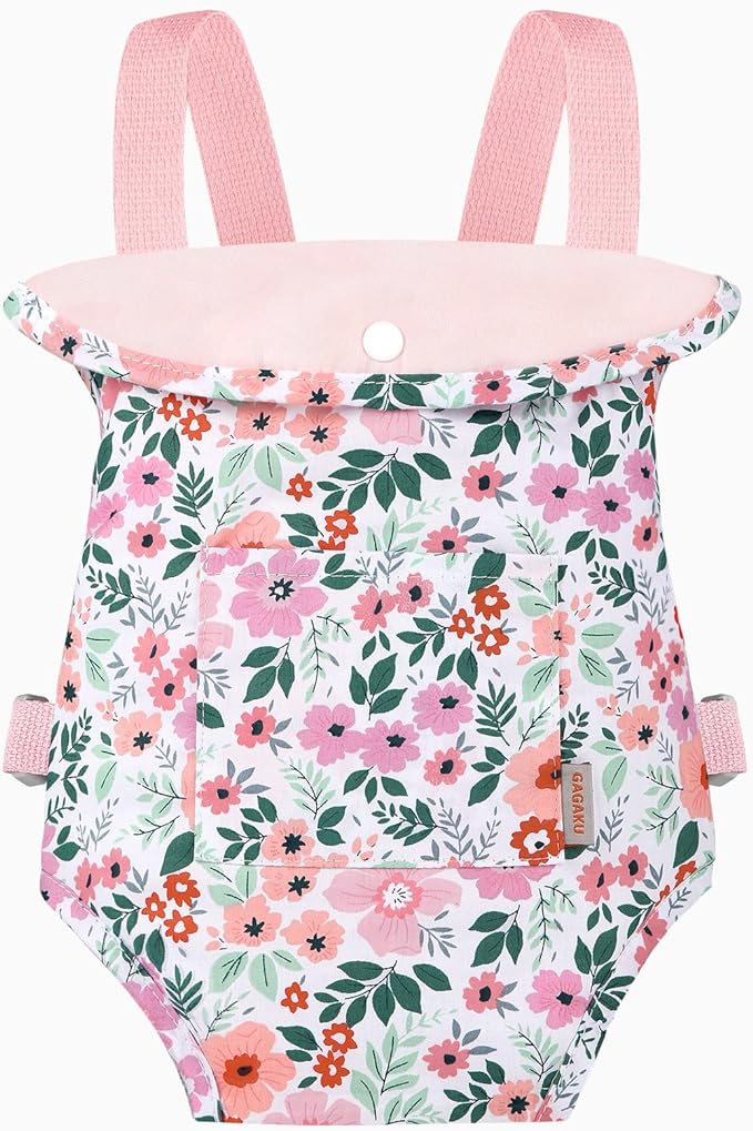 GAGAKU Baby Doll Carrier for Toddlers Doll Carrier for Little Girls Toy Baby Carrier for Kids Reborn Baby Doll Accessories - Pink (Leaf)