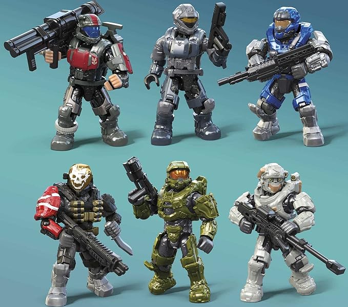 MEGA Halo Action Figure Building Toys Set, 20th Anniversary Character Collector Pack with 352 Pieces, 20 Poseable Articulation Figures, Kids or Adults