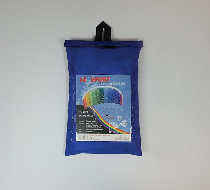In the Breeze 2973 Rainbow 62" Sport Kite Dual Line Stunt Parafoil Includes Braided Kite Line and Bag