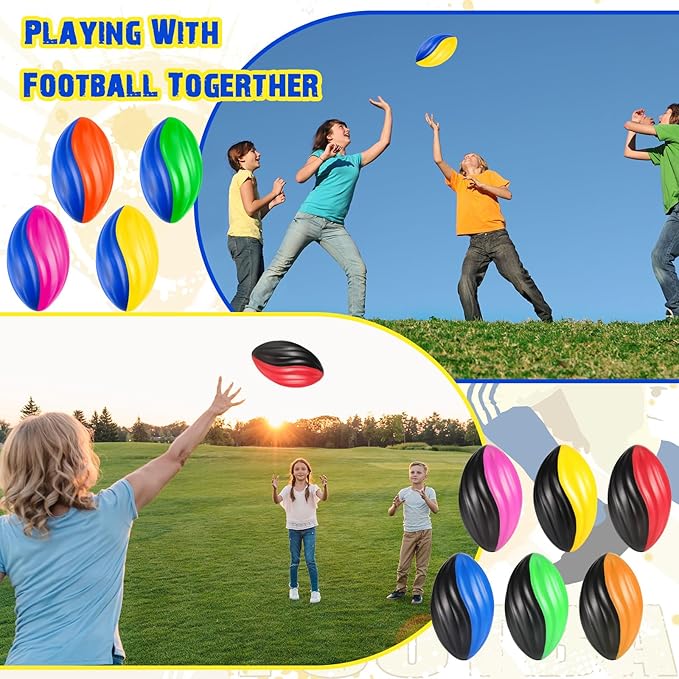 Jerify 12 Pcs Mini Footballs for Kids Spiral Foam Football Bulk 5 Inch Soft Small Waterproof Foam Ball Sports Birthday Toddler Football for Indoor and Outdoor Game(Assorted Color)