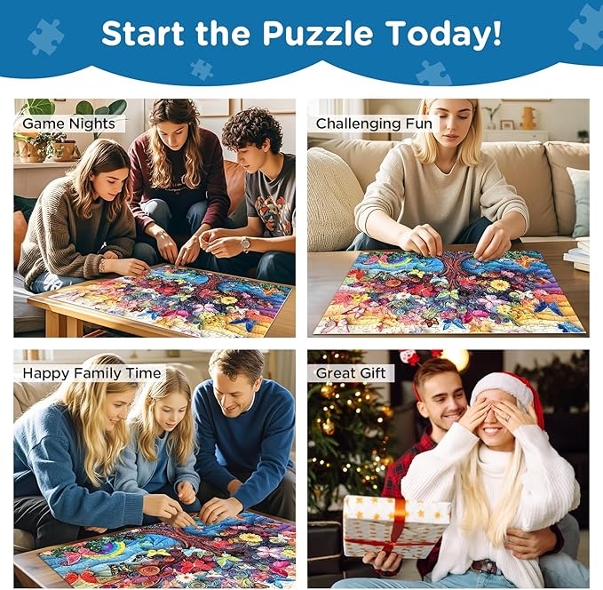 Jigsaw Puzzles 300 Pieces for Adults,Butterfly Puzzle 300 Piece Puzzle for Adults,Recycled Cardboard Puzzles for Adults Kids,Tree Jigsaw Puzzle Games Family Activity Great Gift