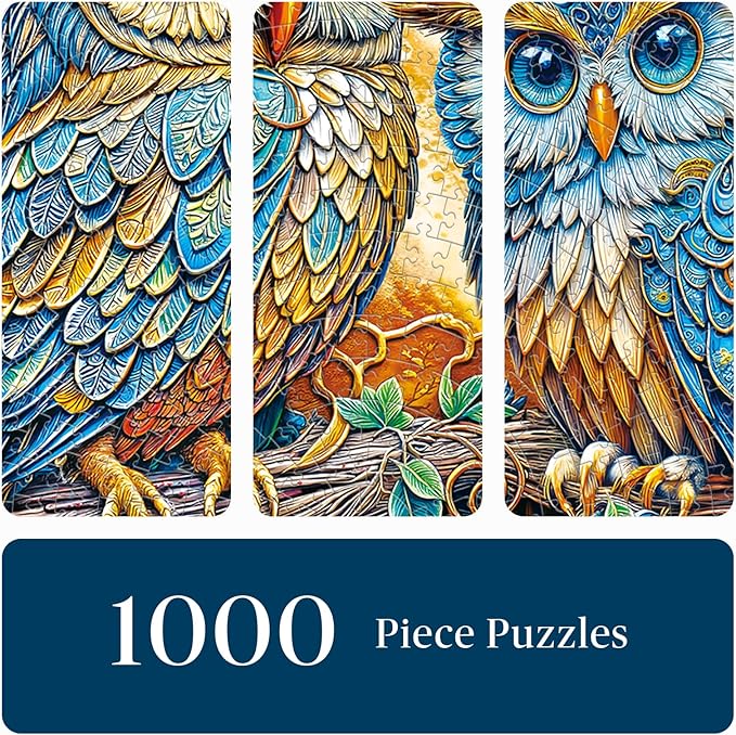 1000 Piece Round Jigsaw Puzzle for Adults - Steampunk Owl Family, 26.8" Diameter – Stress Relief & Cognitive Challenge, Ideal Mindfulness Gift for Family Game Night, Artistic Wall Decor