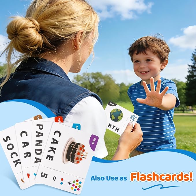Educational & Learning Toys for Kids, 3-8 Years Old Matching Games with Letter & Math Flash Cards, Christmas Birthday Gifts for Preschool Boys Girls Grandkids - Light Blue