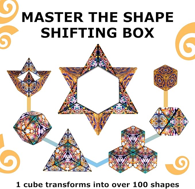 Shashibo DODECA Shape Shifting Box - STEM Fidget Toy with Ultra Strong Magnets - Sensory Puzzle Cube Transforms Into 100+ Shapes, Easter Basket Stuffers Gift for Kids, Teens, and Adults (Atlantis)