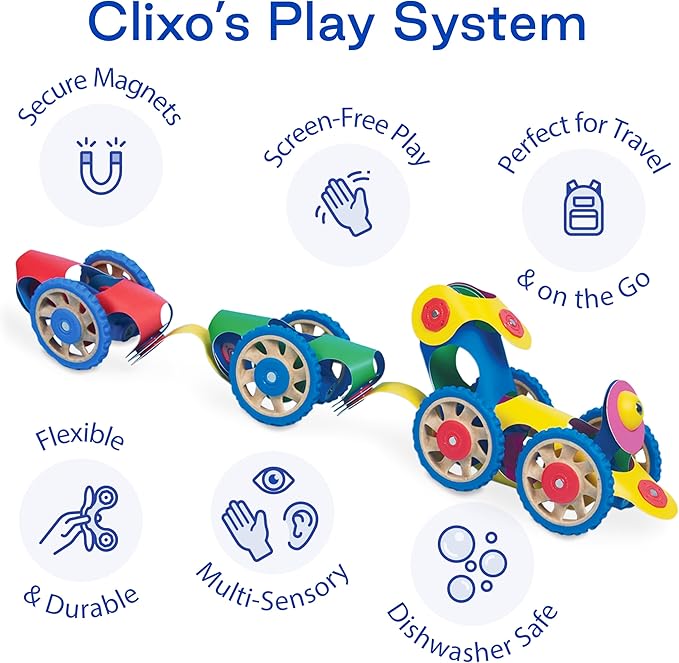Clixo Wheel Creator Pack, 72 Pieces Pack - Construction Magnet Toy. Flexible, Creative-Boosting Magnetic Building Tiles. Educator-Approved Design for Hours of STEM Play. Multisensory Toy. Age 4-99.