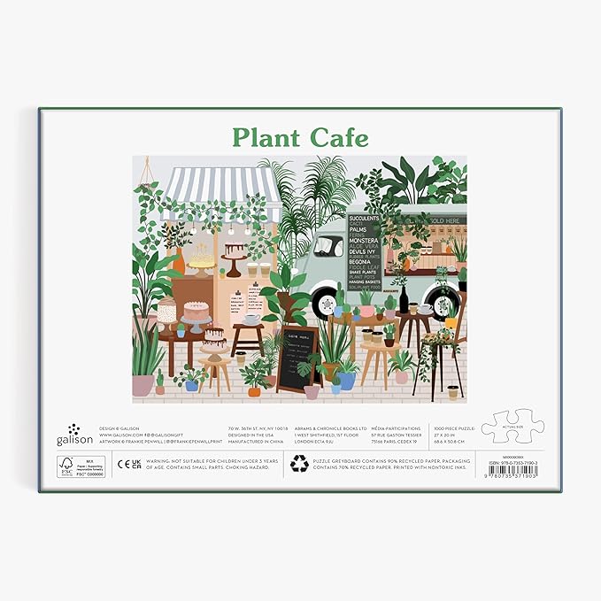 Galison Plant Cafe 1000 Piece Puzzle from Galison - 1000 Piece Botanical Puzzle for Adults, Wonderful Illustrations from Frankie Penwill, Thick and Sturdy Pieces, Great Gift Idea