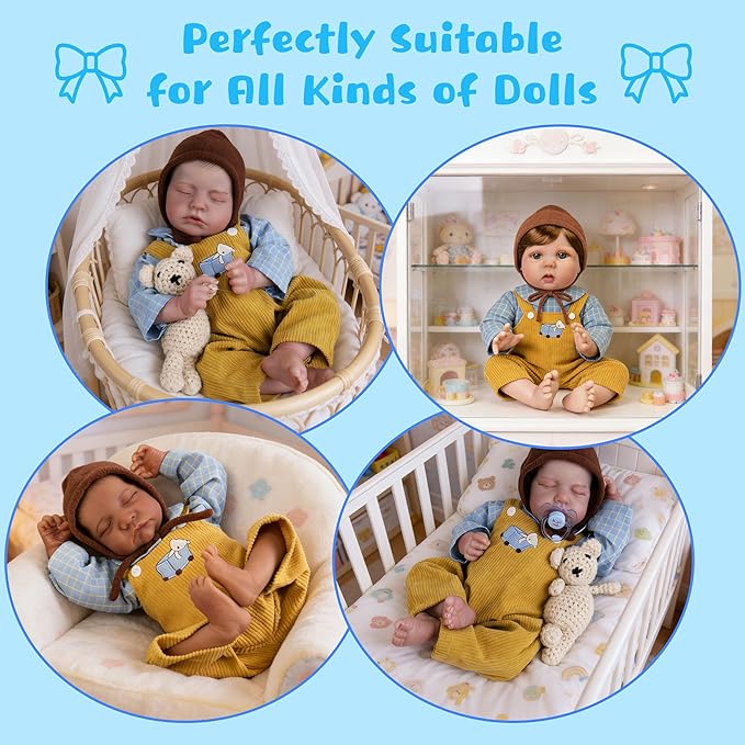 EKOKIZ Reborn Baby Dolls Clothes Baby Boy Clothes Perfectly Cute Newborn Dolls Outfits 17-20 Inches Doll Accessories fit Reborn Doll Newborn Boy