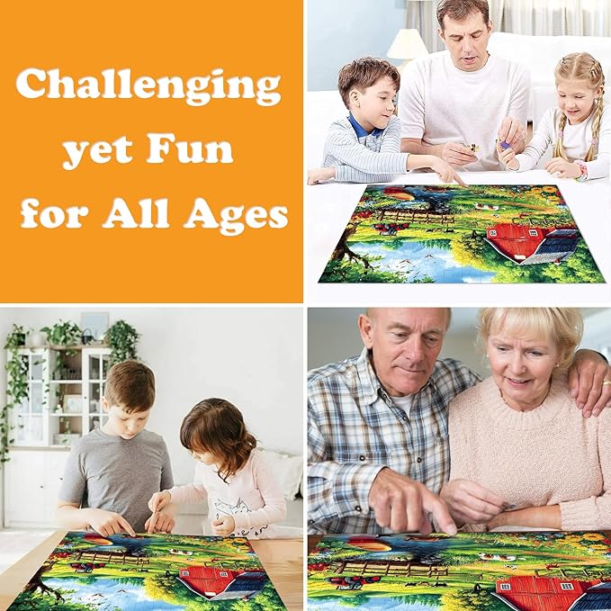 1000 Piece Farm Barn Jigsaw Puzzle for Adults, Fields Grass Puzzles for Adults 1000 Pieces, Challenging Puzzle for Friends Family Activity Game Nights, Finished Size 27.6" x 19.7"