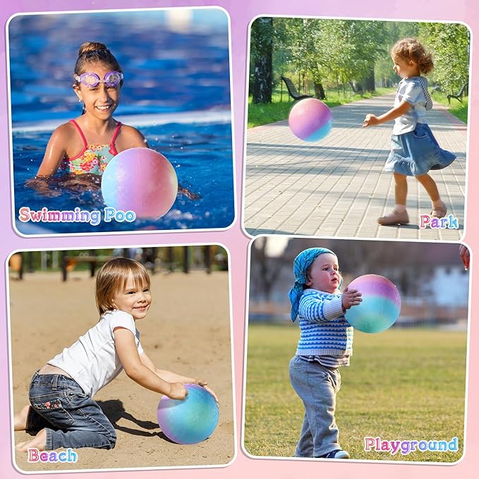 2 Pcs Macaron Playground Balls 8. 5 Inch Pastel Color Rubber Bouncy Balls for Kids Inflatable Colored Dodgeball Kickball Handball for School Backyard Beach Indoor Outdoor Games (Macaron)