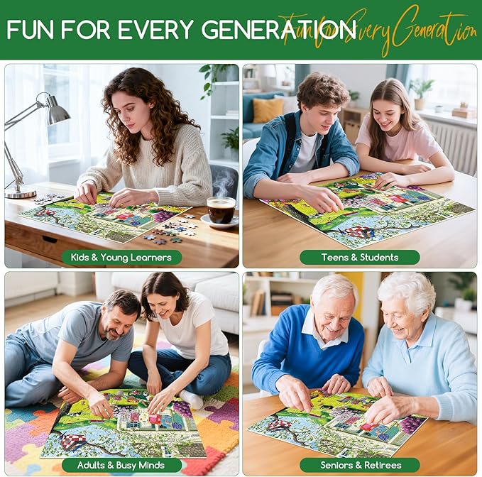 Puzzles for Adults 500 Pieces - Buzy Spring Backyard Jigsaw Puzzle, Farm Quilts Garden Cabin Puzzle, with Birdhouse,Plants and Dog for Teens 14-16, Impossible Puzzle Perfect for Game Nights 20.5x15 in