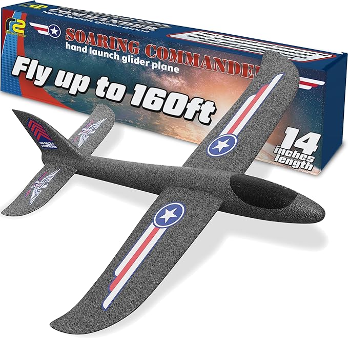 Foam Airplane Toy for Kids – Easy to Throw Glider Plane - Gifts for Boys & Girls & Birthday Gift Ideas - Soft & Safe Outdoor Toy - Xmas Gifting Ideas Christmass Present Ages 4 5 6 7 8 9 10 11 12 +