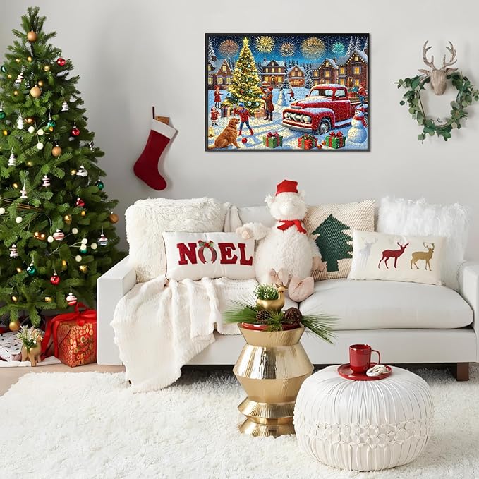 Rocorose Christmas Jigsaw Puzzle for Adults, 1000 Pieces Winter Theme Puzzle Snow Scene Party Holiday Puzzle Christmas Tree Challenge Home Decoration for Family