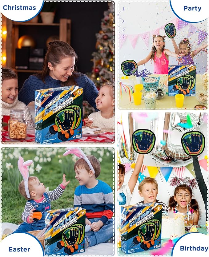 Toss and Catch Ball Game - Baseball Glove Style - Toddler Activity Toys for Boys Girls 3 4 5 6-8 Year Old - Birthday Gifts Easter Basket Stuffers - Kids Outdoor & Indoor Games for Beach Yard Lawn
