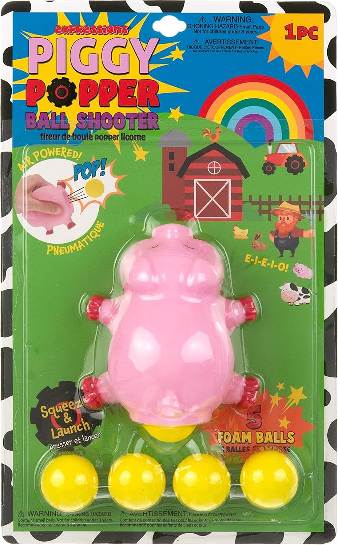 1pc Foam Ball Popper Toy - Squeeze & Launch Pig Toy w/ Foam Balls Included – Animal Ball Shooting Squishy Toy, Toddler Toys