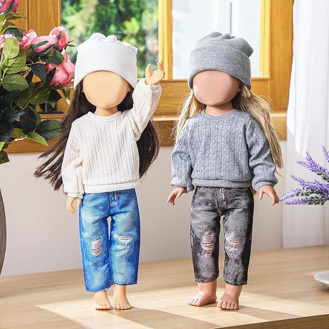 Bencailor 6 Pcs Doll Clothes Doll Accessories Include Sweater Pants Shoes Hat for Birthday Gift(Classic,18 Inch)