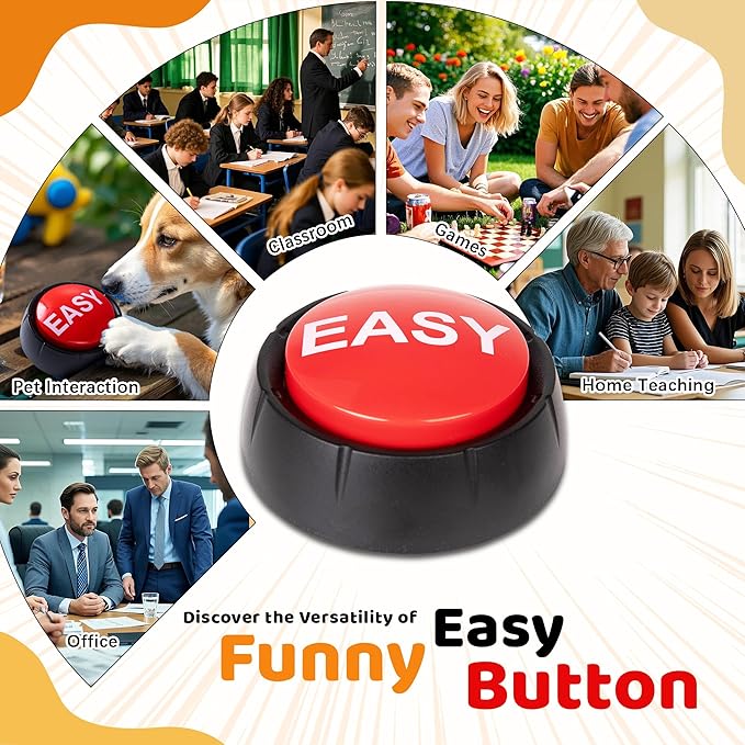 MyMealivos Easy Buzzer Button Toy - Gag Gifts, Game Addition, Stocking Stuffer (Easy)