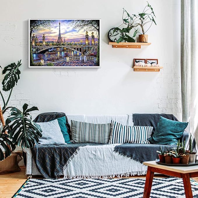 1000 Pieces Puzzles for Adult Wooden Jigsaw Puzzle 1000 Piece Puzzle Adult Children Elderly Puzzle Flower Eiffel Tower Paris Bridge Puzzle Gift for Mom Dad Family Friend Home Decor Wall Art 29.5x20IN