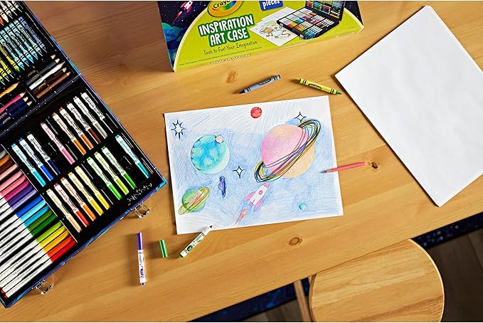 Crayola Inspiration Art Case Space Coloring Set (140pcs), Essential Easter Basket Stuffers, Art Kit for Kids, Crayons, Markers, Pencils, Easter Gifts for Kids, Ages 5+ [Amazon Exclusive]