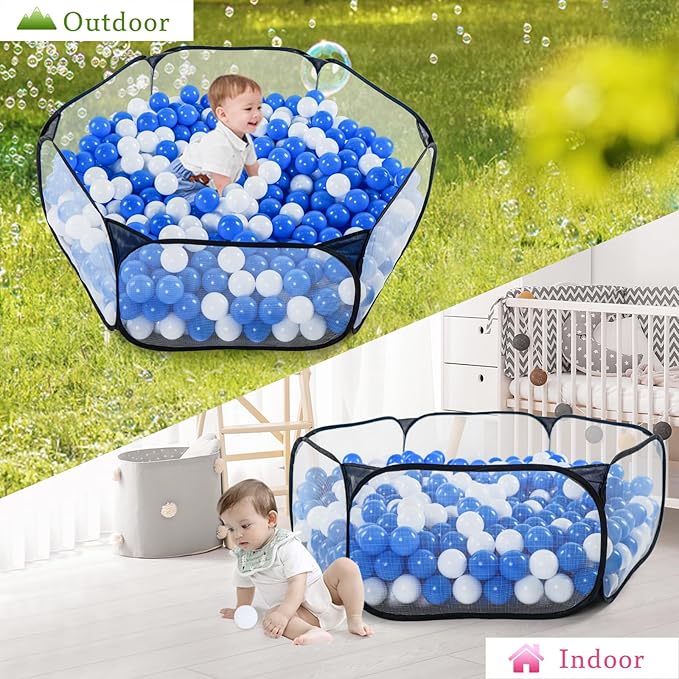 STARBOLO Kids Ball Pit Play Tent, Children Ball Pit Tent Foldable Ball Pits for Toddlers Ball Pool Crawl Fence Indoor Outdoor for Boys Girls,Balls Not Included (Black)