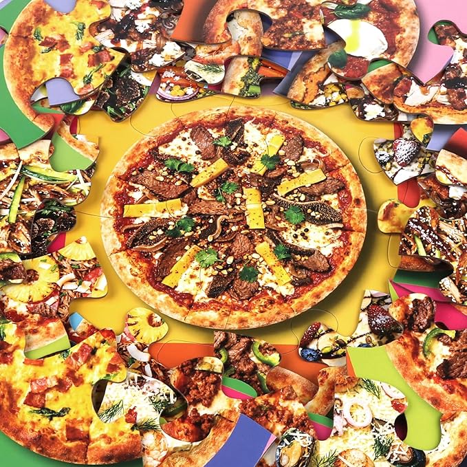 Jumbo Floor Puzzle for Kids,48 Piece Pizza Jigsaw Puzzles,Learning Educational Foods Toys for Toddlers Ages 3-5,Colorful Design Children Gift for Boy Girl Ages 4-8