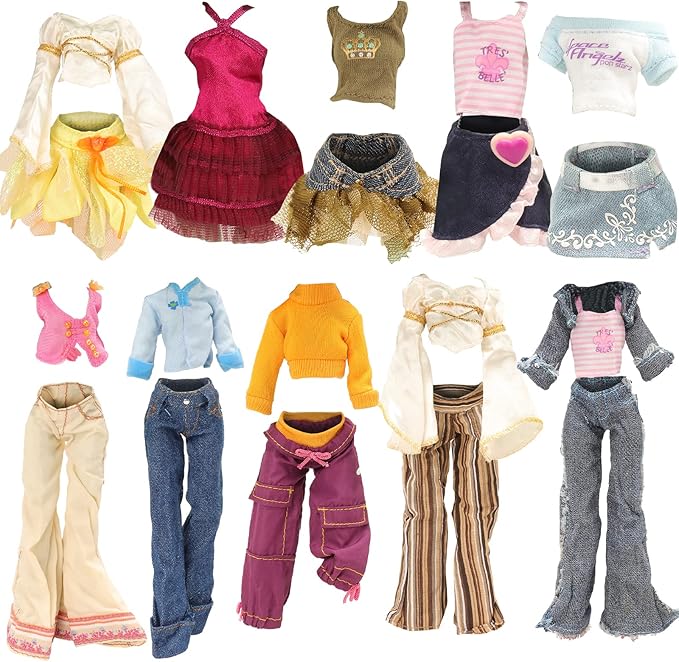 BARWA 10 Sets Doll Clothes for 11 inch Monster Girl Doll Fashion Outfits Casual Tops Pants
