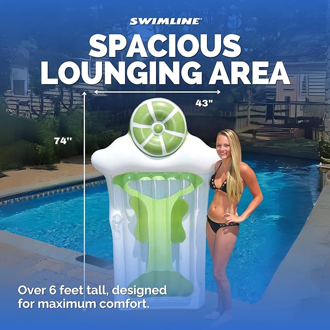 SWIMLINE Inflatable Swimming Pool Float Lounger Raft Mattress, Fun Mat, Margarita, Green