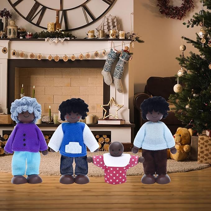 ONEST 10 Pieces Wooden Dollhouse Family Set Mini People Figures Sets Dollhouse Dolls Wooden Doll Family Pretend Play Figures Accessories for Pretend Doll House