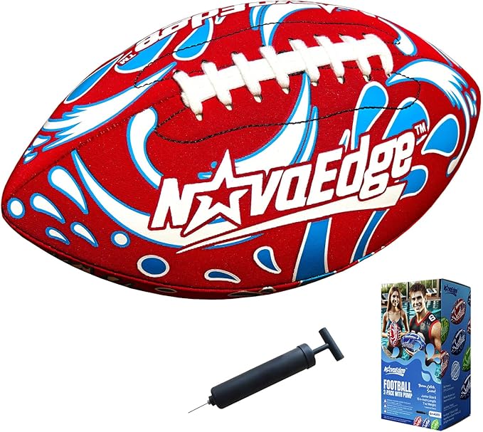 Hydro Water Football - 10.4-Inch Neoprene Pool Football for All Ages | for Water Play in Pool, Lake & Beach | Secure-Grip with Real Laces | Includes Pump | Choose 1 or 2 Ball Pack