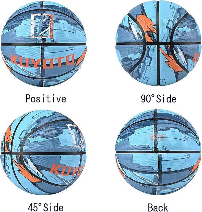 KUYOTQ Kids Youth Adult Size 3/4/5/6/7 (22/25.5/27.5/28.5/29.5") Basketball Premium Rubber or Faux Leather Basketball Indoor Outdoor Basketball for Boys Girls Womens Mens Basketball Gifts (Deflated)