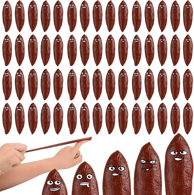 60Pcs Finger Slingshot Novelty Toys, Poop Fake Poop Finger Slingshot for Halloween, Fake Poop for Novelty Toys and Amusements, Poop Rubber Spoof Toy for School Party