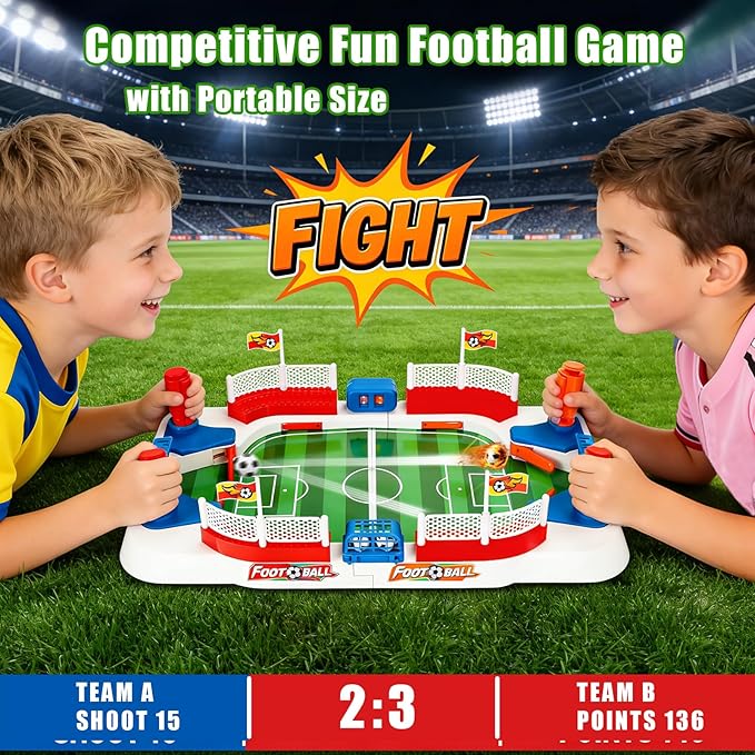 Mini Soccer Table Game for Kids - Football Board Games for 3 4 5 6 7 8 9 10 11 12 Year Olds - Pinball Interactive Indoor Sports Toys Birthday for Boys Girls Age 4-8 6-8 8-12