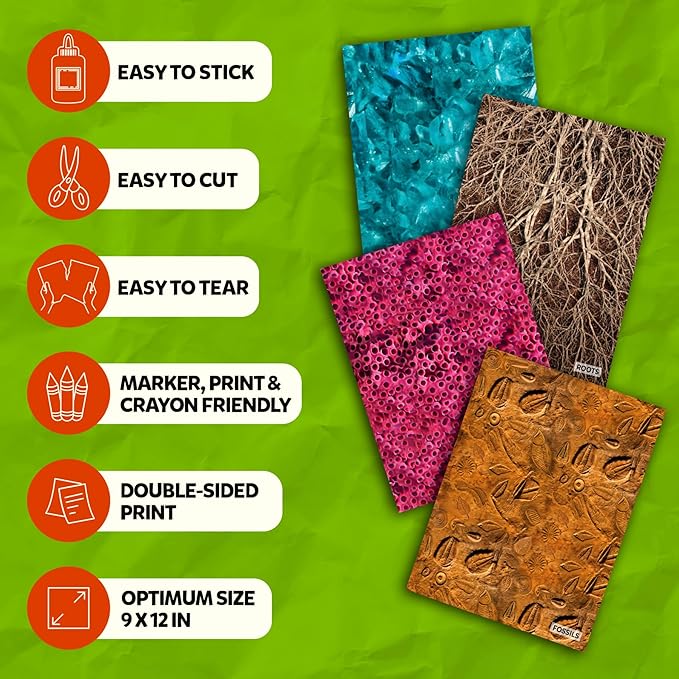 Skillmatics Science Construction Paper for Kids – 60 Double-Sided Printed Sheets (9 x 12), Patterned Craft Paper for Art Projects, STEM Activities, DIY Crafts, Scrapbooking & School Supplies