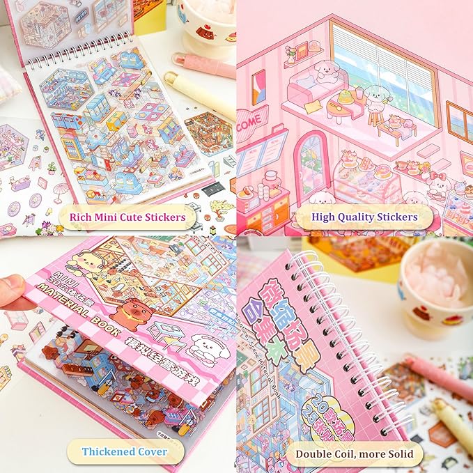 20 Sets 3D Sticker Scenes for Kids, Create Your Own Scene Sticker Book, Cute Kawaii Mini 3D Scene Stickers, Therapy Stickers for Stress Relief, Gifts for Holiday Christmas, Easter Basket Stuffers