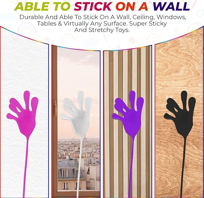Jumbo Giant Sticky Hands, 13-in Total Length (1 Pack Assorted) Mega Large Fun Stretchy Silly String Toy for Kid Adult, Stress Anxiety ADHD Relief, Party Favors, Birthday Gift, Classroom Prizes
