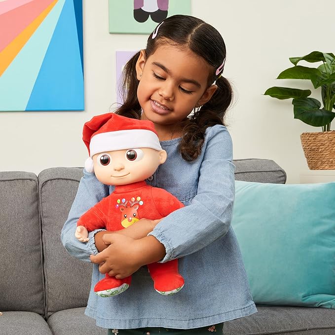CoComelon Musical Deck The Halls JJ - Includes JJ Roto Doll with Santa Hat - Festive Doll with Activated Sounds - Toys for Preschoolers