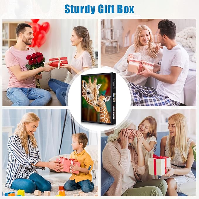 1000 Piece Jigsaw Puzzle for Adults - Cozy Giraffe Animal Pattern Puzzle for Adults, Back with Letters for Easy Sorting, Ideal for Home Decor & Puzzle Lover Gifts