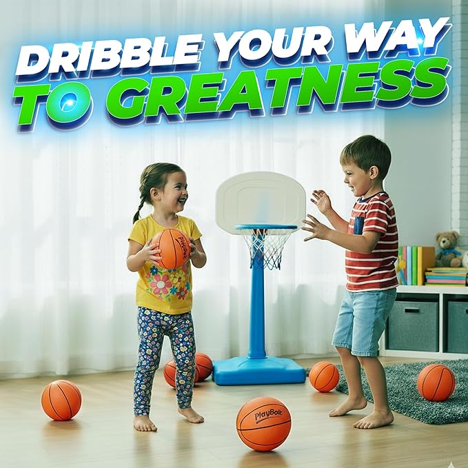 Size 3 Mini Basketballs (3 Pack) - 7-Inch Junior Rubber Basketball Set with Pump - Youth Beginner Kids Basketballs for Backyard Pool Parties, Arcade Games, Practice, Indoor & Outdoor Play