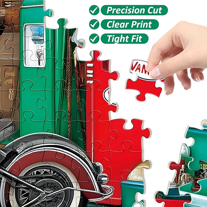 500 Piece Puzzle for Adult,Antiques Garage Puzzle for Adult,Retro Car Style Jigsaw Puzzle,Home Decor,Interlock Perfectly Letter on Back No Dust,Challenging Family Game for Friends Men Women,20.5*15 In