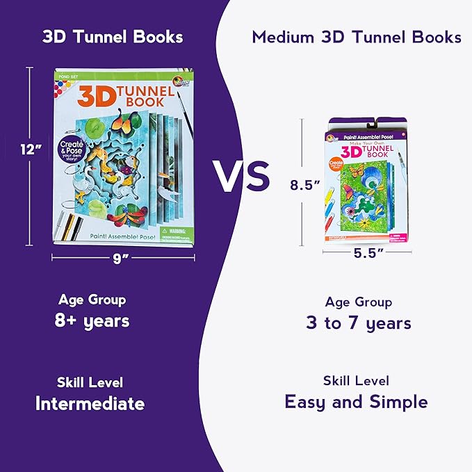 MAKE YOUR OWN 3D TUNNEL BOOK - BUTTERFLIES & DRAGONFLIES | Medium Size DIY Book Art & Craft Kit | Build, Paint & Draw Your Own Book with Mini Animals | Award-Winning STEAM Stationary Set | Ages 3+