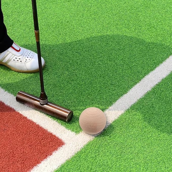 TOYANDONA Beech Wood Croquet Golf Ball Set 3Pcs for Outdoor Lawn Games Backyard Family Fun Durable Round Balls for Multiple Players