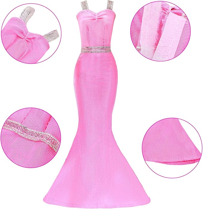 18 Set Doll Clothes Includes 8 Fashion Dresses 2 Long Evening Dress 2 Sequin Dresses 6 Tops 2 Pants 2 Skirts 2 Shorts Casual Outfits for 11.5 Inch Girl Dolls