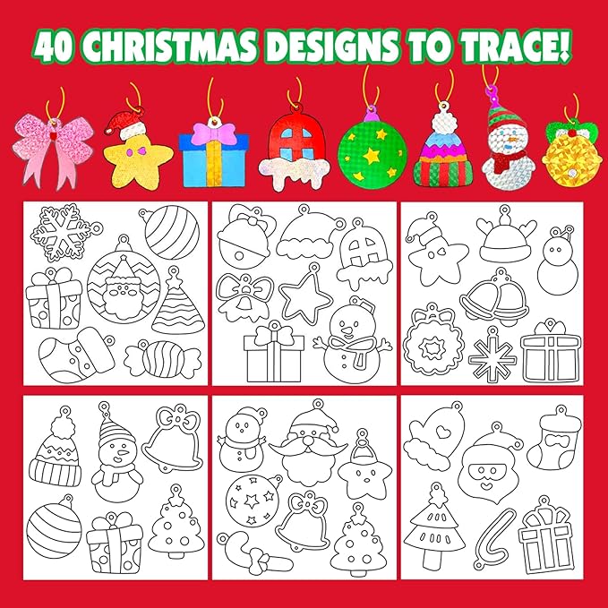 AJAZPER Foil Crafts for Kids, Christmas Crafts for Kids, Christmas Arts and Crafts Kits, Kid DIY Creative Activity for Kid Ages 4 5 6 7 8 9 10 Girls and Boys Toys Gifts Stocking Stuffers